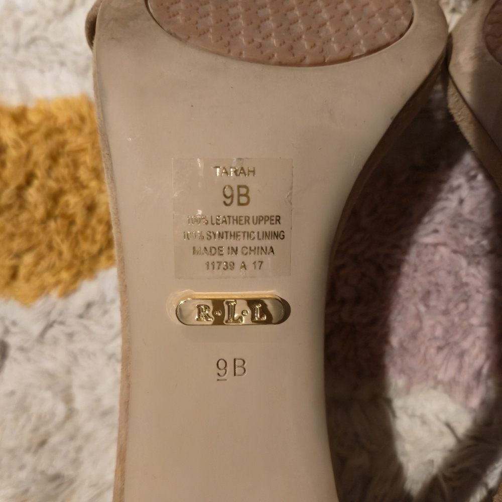 Ralph Lauren Stiletto Heel Ankle Strap Tarah Allie Gwen 9 Suede Classy Wedding - Picture 13 of 16